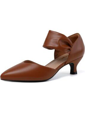🎃Women's Brown Comfortable Pointed Toe Sexy Slip on Party Heels Dressy Shoes